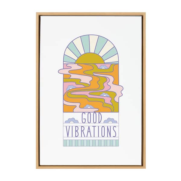 Kate and Laurel Sylvie Good Vibrations by Elizabeth Olwen Framed Canvas Culture Art Print 23 in. x 33 in.
