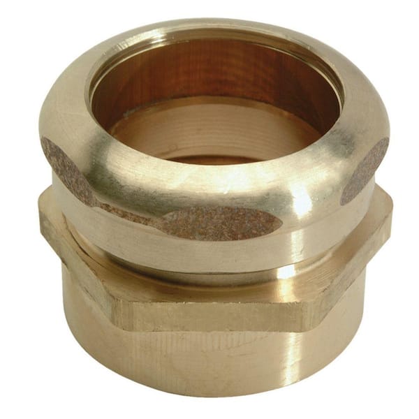 1-1/2 in. O.D. Compression x 1-1/2 in. FIP Brass Waste Connector with Tube Stop in Rough Finish