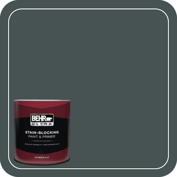 BEHR ULTRA 1 qt. #MQ6-44 Black Evergreen Flat Exterior Paint & Primer
