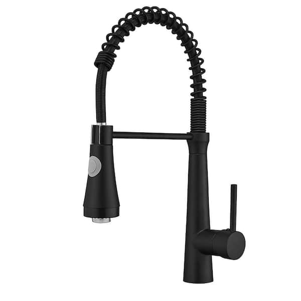 Single Handle Pull Out Sprayer LED Kitchen Faucet in Black