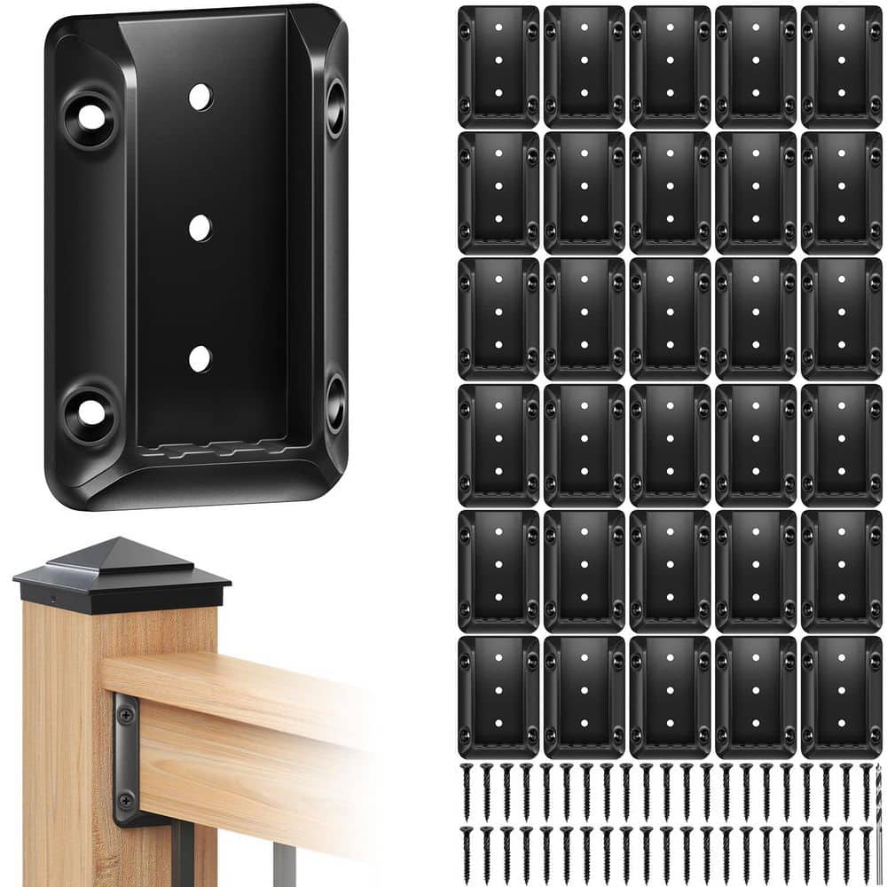 2 in. x 4 in. Black Nylon Railing Bracket Connectors with 210 Pcs Galvanized Black Screws for Wooden Stair Fence Railing price history on PriceWatchPro