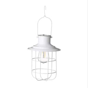 9.75 in. H White Metal Wire Solar Powered Outdoor Hanging Lantern