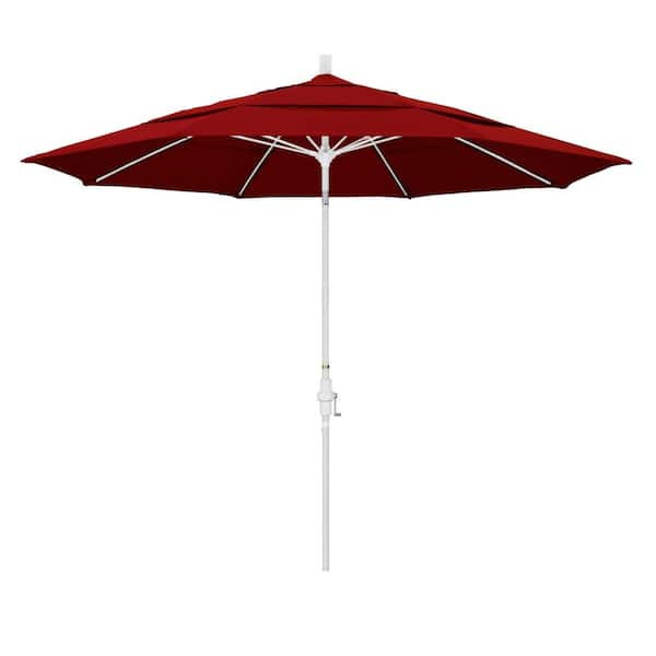 California Umbrella 11 ft. Matted White Aluminum Market Patio Umbrella ...