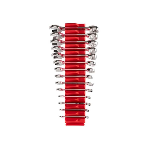 TEKTON 6 mm to 19 mm Stubby Combination Wrench Set with Modular Slotted Organizer (14-Piece)