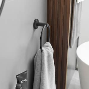 Bathroom Hardware Set 6-Piece Bath Hardware Set with Towel Bar, Towel Ring, Robe Hook, Toilet Paper Holder in Black