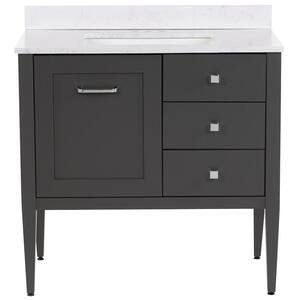 Hensley 37 in. W x 22 in. D Bath Vanity in Shale Gray with Stone Effects Vanity Top in Pulsar with White Sink