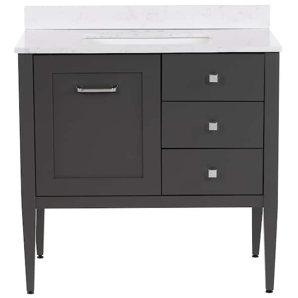 Hensley 37 in. Single Sink Shale Gray Bath Vanity with Pulsar Cultured Marble Top (Assembled)