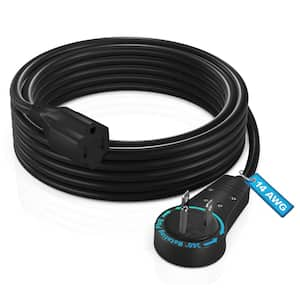 10 ft. 14/3 Light Duty Indoor Extension Cord 360° Rotating Flat Plug 1-Outlet, Black