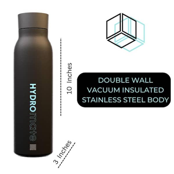 DRINKPOD Hydromate 20 oz. Black Stainless Steel Vacuum Insulated Hydration  Water Bottle With Tracking App and Reminder Settings DP-HYDRO-B - The Home  Depot
