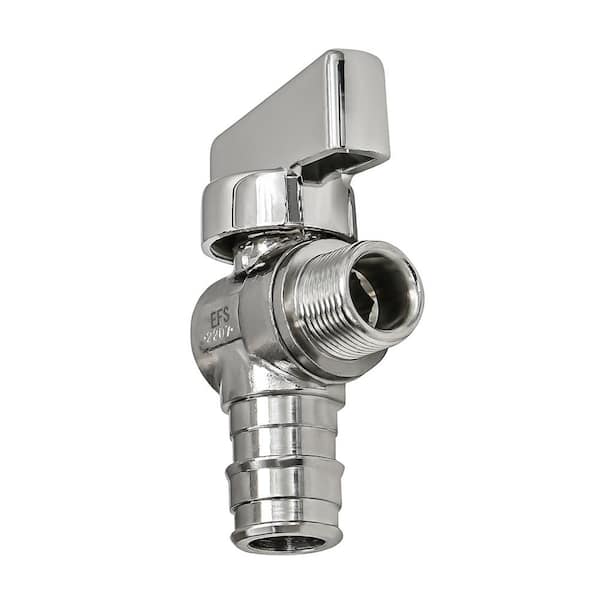 PLUMBFLEX 1/2 in. F1960 PEX x 3/8 in. OD COMP Quarter Turn Angle Compact Supply Stop valve Lead Free Chrome Plated Brass