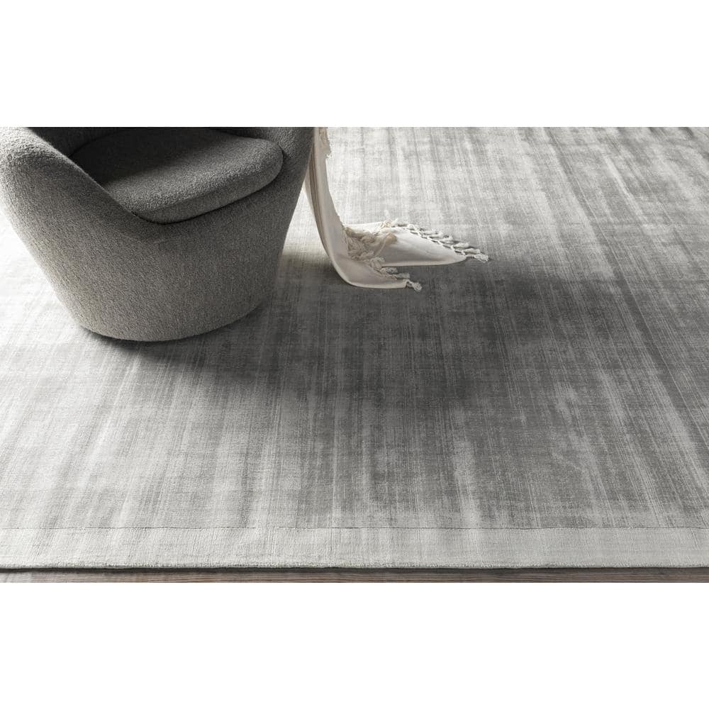 Handmade Gray Wool-Viscose Blend 8' x 10' Stain-Resistant Rug