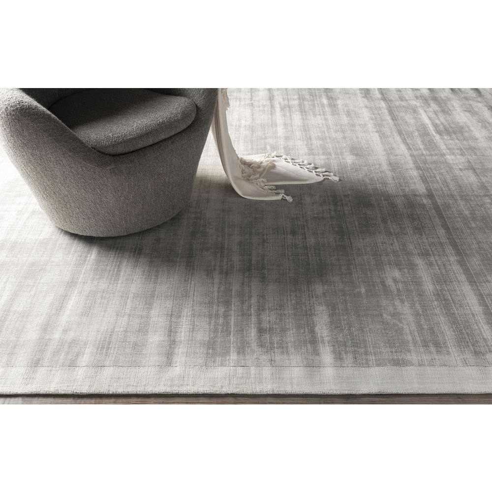Handmade Gray Wool and Viscose 9' x 12' Rectangular Rug