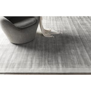 Silk Gray Doormat 4 ft. x 4 ft. Round Abstract Area Rug