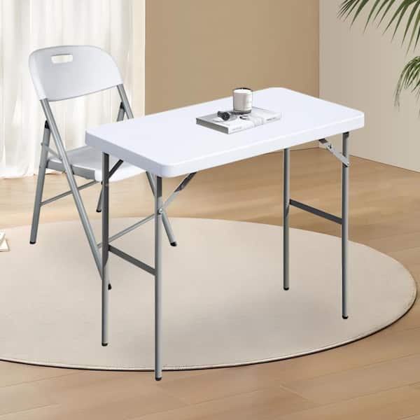 2.7ft White Folding Table Rectangular Plastic Folding Event Table