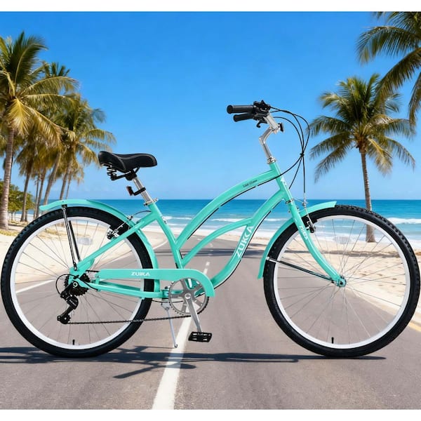 ビッケ　オリーブドラブ Zeus & Ruta 26 in. 7-Speed Bicycles, Beach Cruiser Bike in Mint