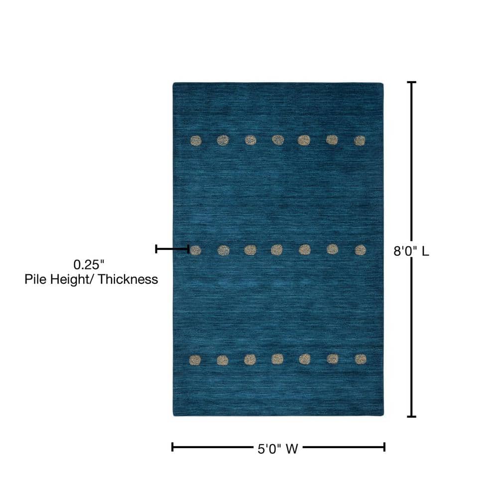Himalaya Blue Handmade Wool Tufted Area Rug 5' x 8'