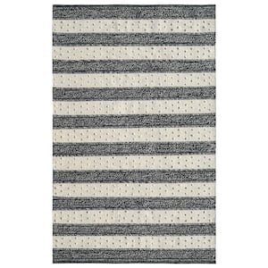 Oak Ivory/Charcoal 2 ft. 2 in. x 6 ft. 6 in. Modern Cotton/Wool Area Rug