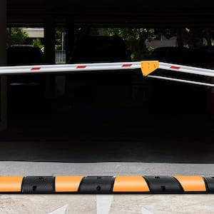 Rubber Speed Bump 2 Channel 72 in. x 12 in. Garage Speed Bump 22000 LBS. Loading with 2 End Cap for Asphalt Driveway
