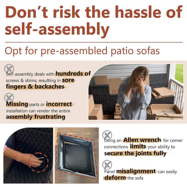 2-Piece Wicker Rattan Outdoor Patio Conversation Sectional Seating Set with Coffee Tables, Blue Cushion (2-Seats)