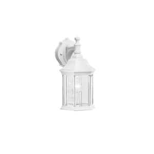 Chesapeake 11.75 in. 1-Light White Outdoor Light Wall Mount Lantern with Clear Beveled Glass Panels (1-Pack)
