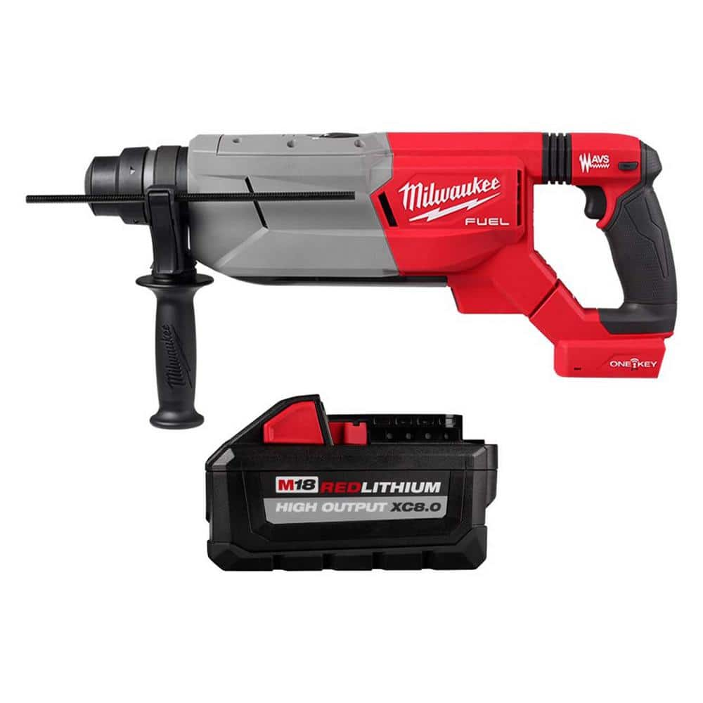 Milwaukee M18 FUEL ONE-KEY 18V Lith-Ion Cordless 1-1/4 in. SDS-Plus D-Handle Rotary Hammer w/HIGH OUTPUT XC 8.0 Ah Battery