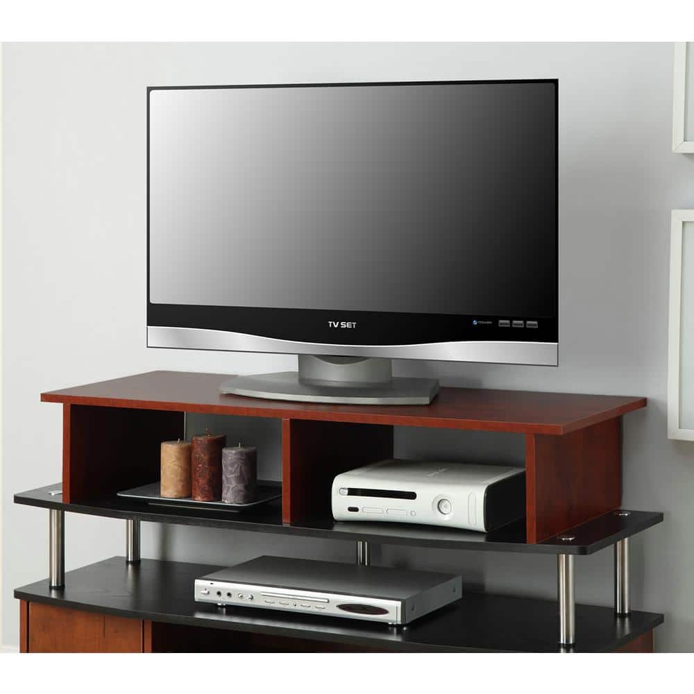 Cherry Particle Board TV/Monitor Riser with Storage Compartments
