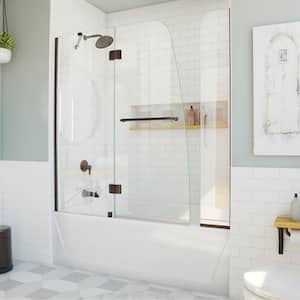 Aqua 56in. - 60 in. W x 58 in. H Frameless Hinged Tub Door with Extender Panel in Oil Rubbed Bronze