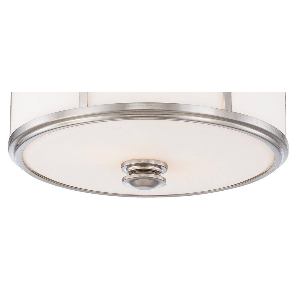 Elegance Brushed Nickel Flush Mount with Etched Opal Glass, 2-Light