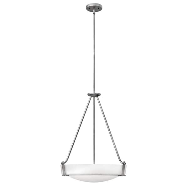 Hathaway 48.00-Watt Integrated LED Antique Nickel Shaded Pendant .