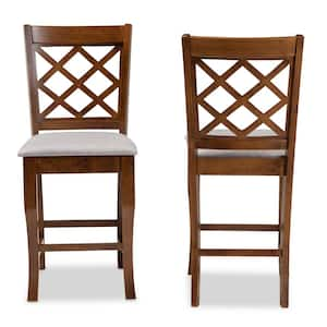 Aria 25 in. Grey and Walnut Pub Stool (Set of 2)