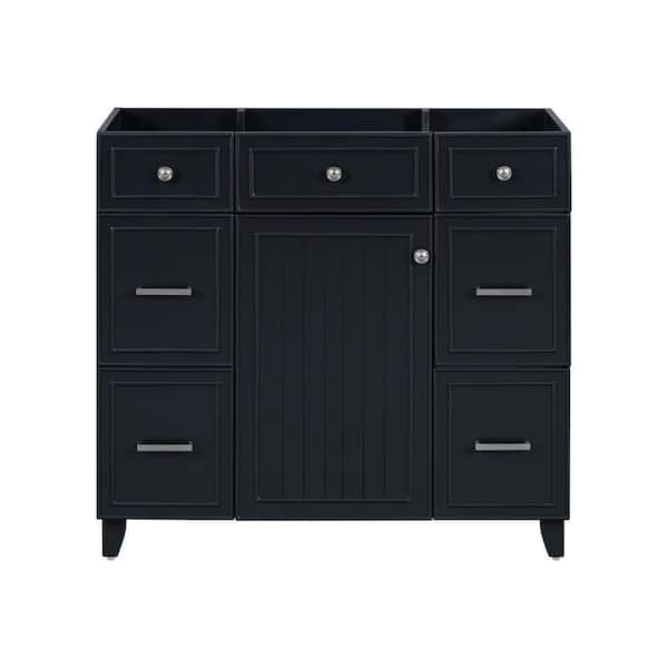 35.4 in. Bath Vanity Cabinet without Top in Black Unassembled