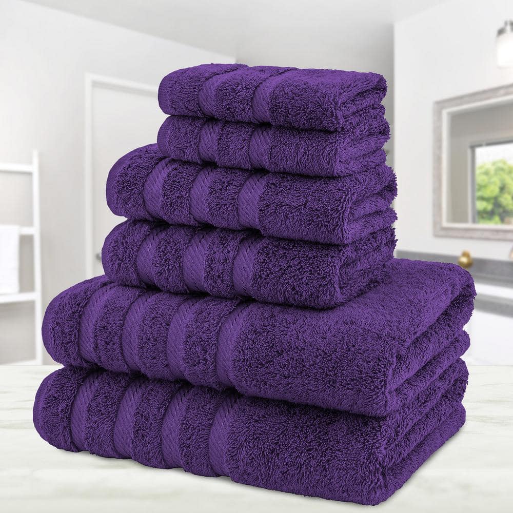 Luxury Purple Turkish Cotton 6-Piece Towel Set