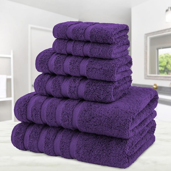 American Soft Linen Purple 6-Piece Turkish Cotton Towel Set 6pc 