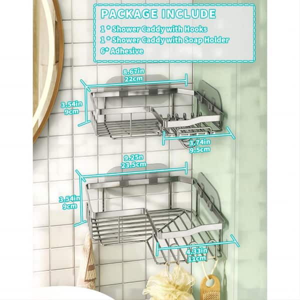 Dracelo Silver Corner Shower Caddy 2-Pack, No Drilling Stainless Steel  Shower Caddy Corner Shelf B09W9HZL4C - The Home Depot