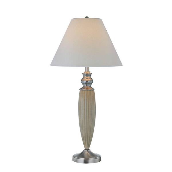 Illumine 34 in. Polished Steel and Caramel Table Lamp