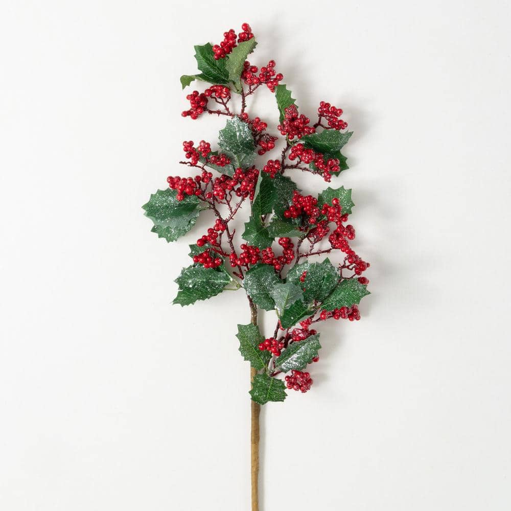 12 Vibrant Red Holly Berry Picks - 35 Decorative Wire Stems for