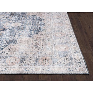Paloma Blue 2 ft. x 10 ft. Oriental Polyester Area Rug