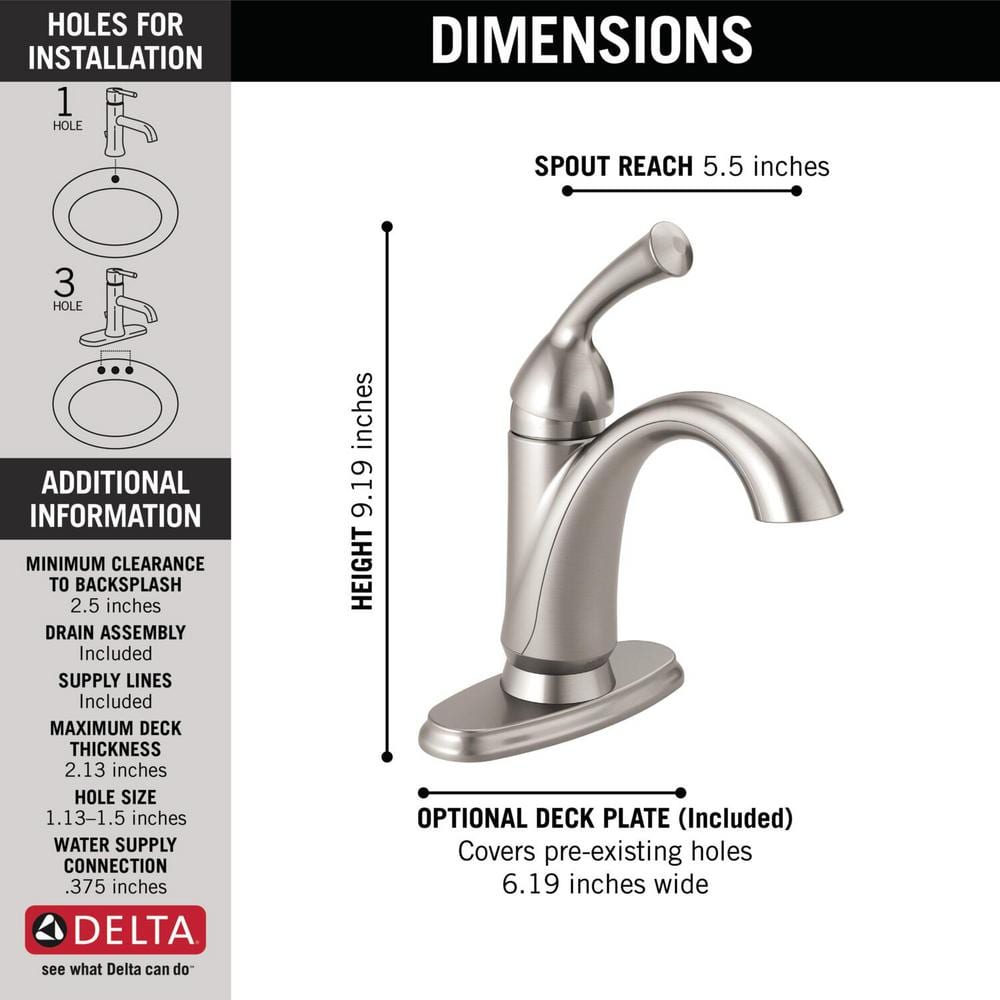 Haywood Stainless Steel Single Hole Modern Bathroom Faucet