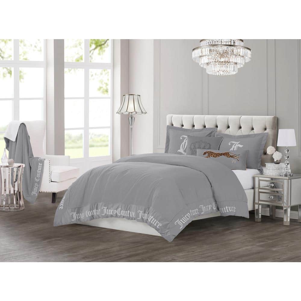 Gray King Microfiber Reversible Comforter Set