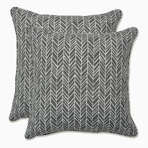 Grey Square Outdoor Square Throw Pillow 2-Pack