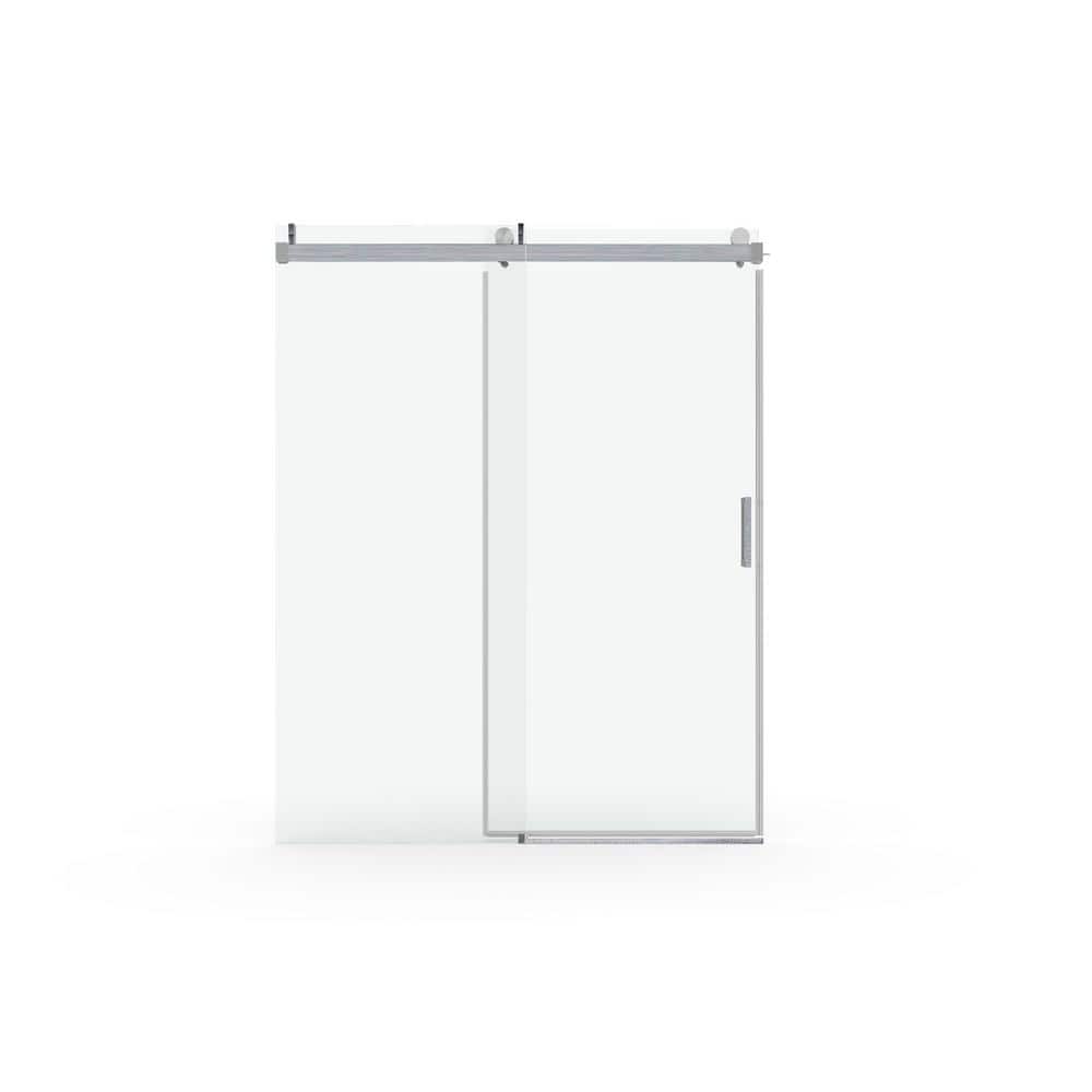 60 in. W x 76 in. H Sliding Frameless Shower Door in Brushed Nickel Finish with Clear Glass price history on PriceWatchPro