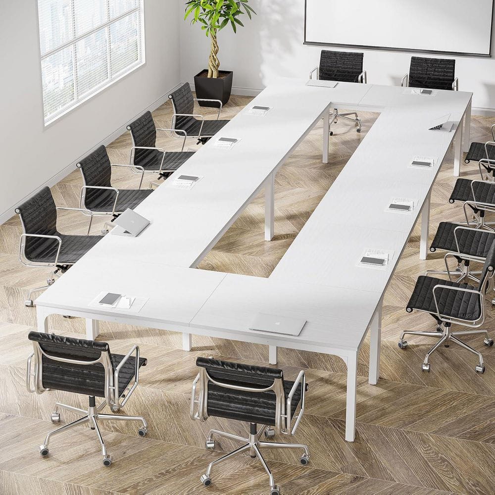 Moroni 78.7 in. White Wood Computer Desk, Rectangular Conference Table Seminar Table for 6-8 People, 6PCS price history on PriceWatchPro