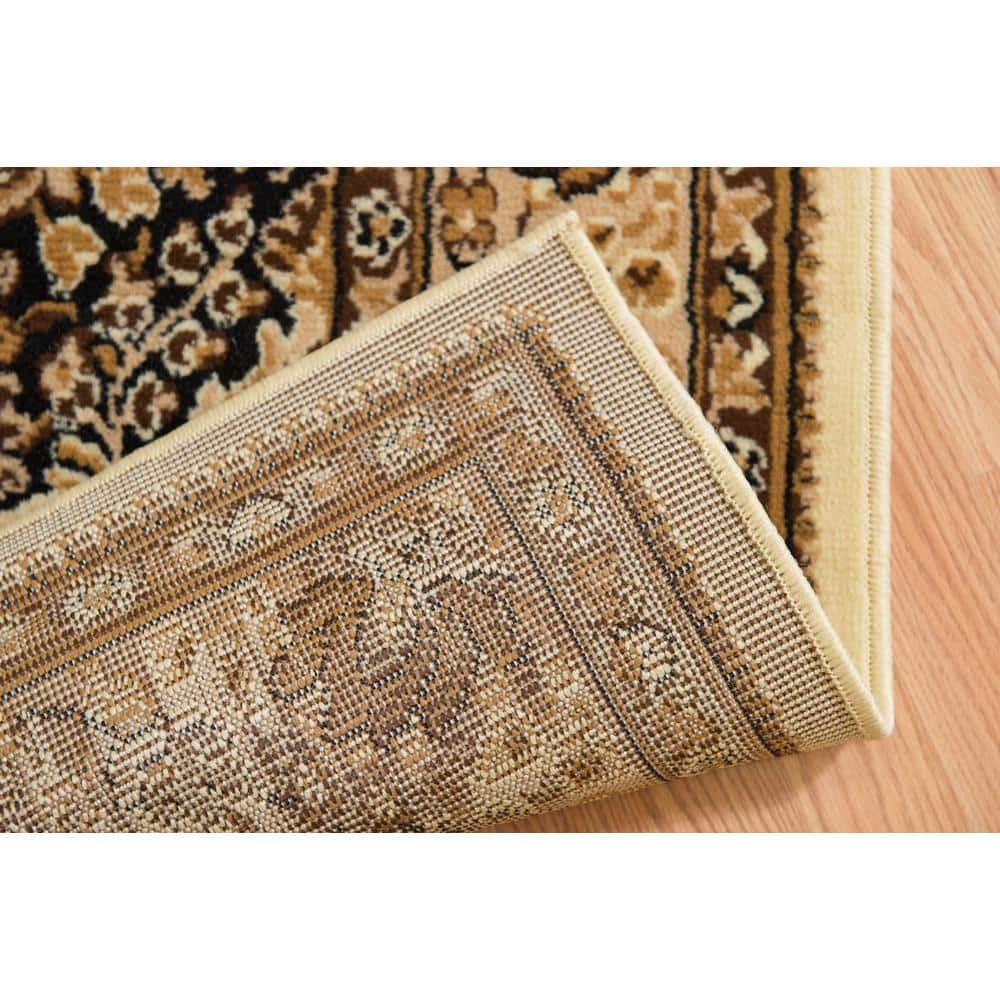 Ivory and Brown Synthetic Rectangular 5' x 7' Area Rug