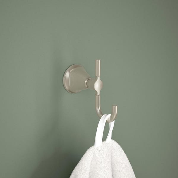 Lorna J-Hook Wall Mount Double Robe/Towel Hook Bath Hardware Accessory in Brushed Nickel