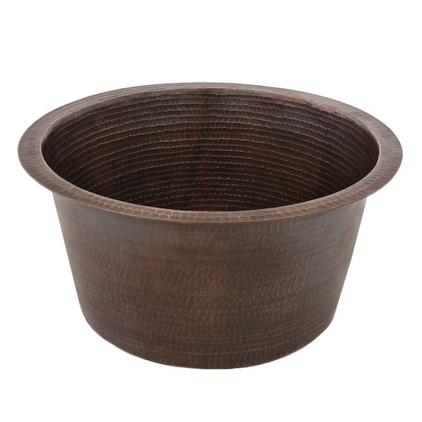 Bronze 16 Gauge Copper 17 in. Undermount Round Bar Sink