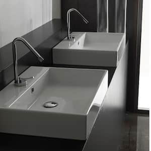 Unlimited 60 Wall Mount / Vessel Bathroom Sink in Ceramic White with 1 Faucet Hole