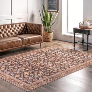 Cathie Persian Floral Machine Washable Beige 6 ft. x 9 ft. Area Rug