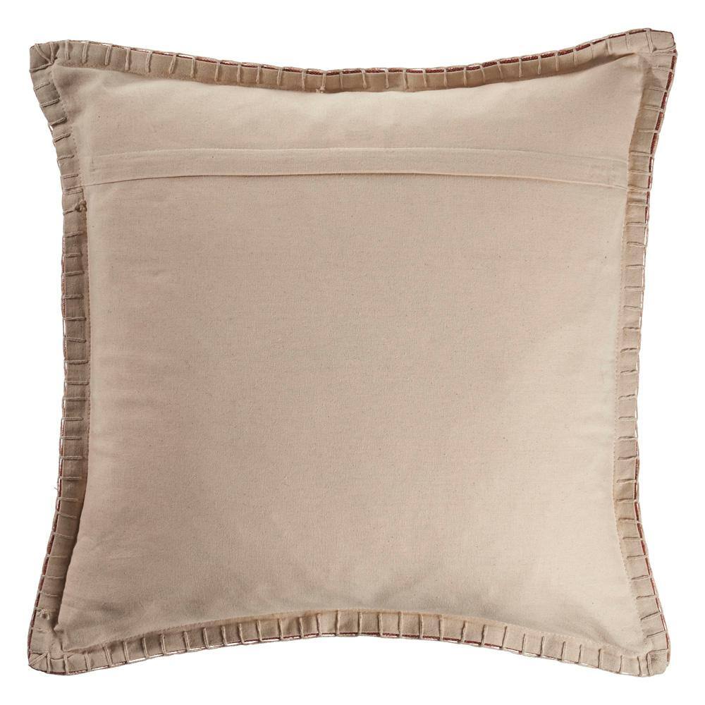 Clay Brown Embroidered Edges 24" Square Throw Pillow