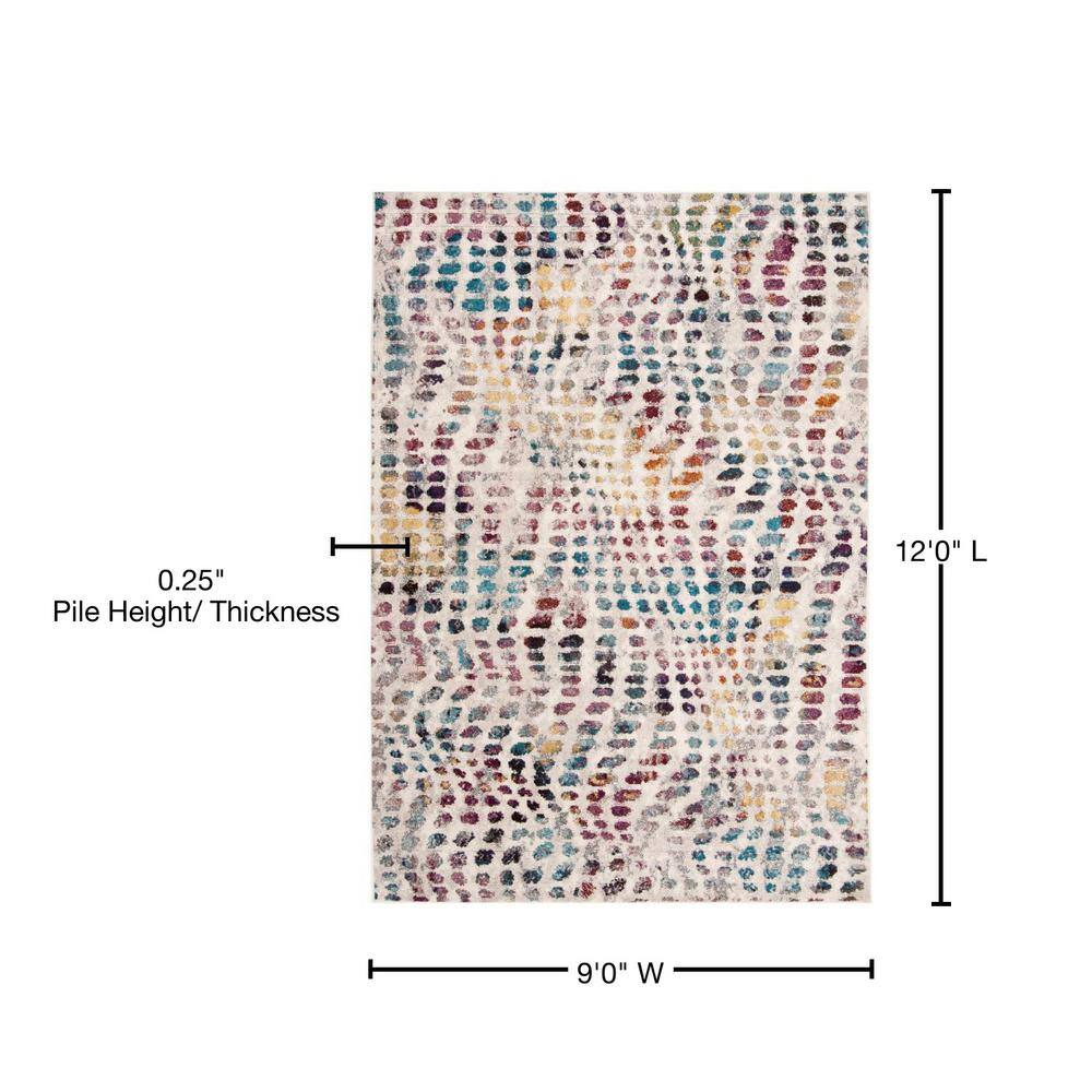 Aria Cream and Wine Synthetic Rectangular Area Rug 9' x 12'