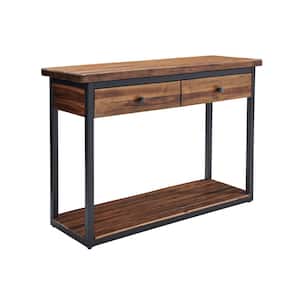 Claremont 43 in. Dark Brown Rectangle Wood Console Table with 2-Drawers